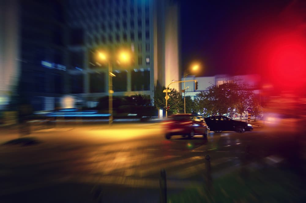 Car accident at night caused by failure to acknowledge lights