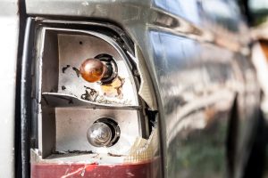 Broken tail light caused by car accident